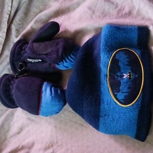 #FREE SHIPPING Batman Blue Kids Beanie and Mittens Set